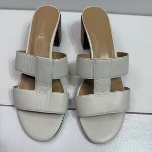 Talbots Womens 8.5M Soft White Tilly Nappa Leather Block Heel Sandals